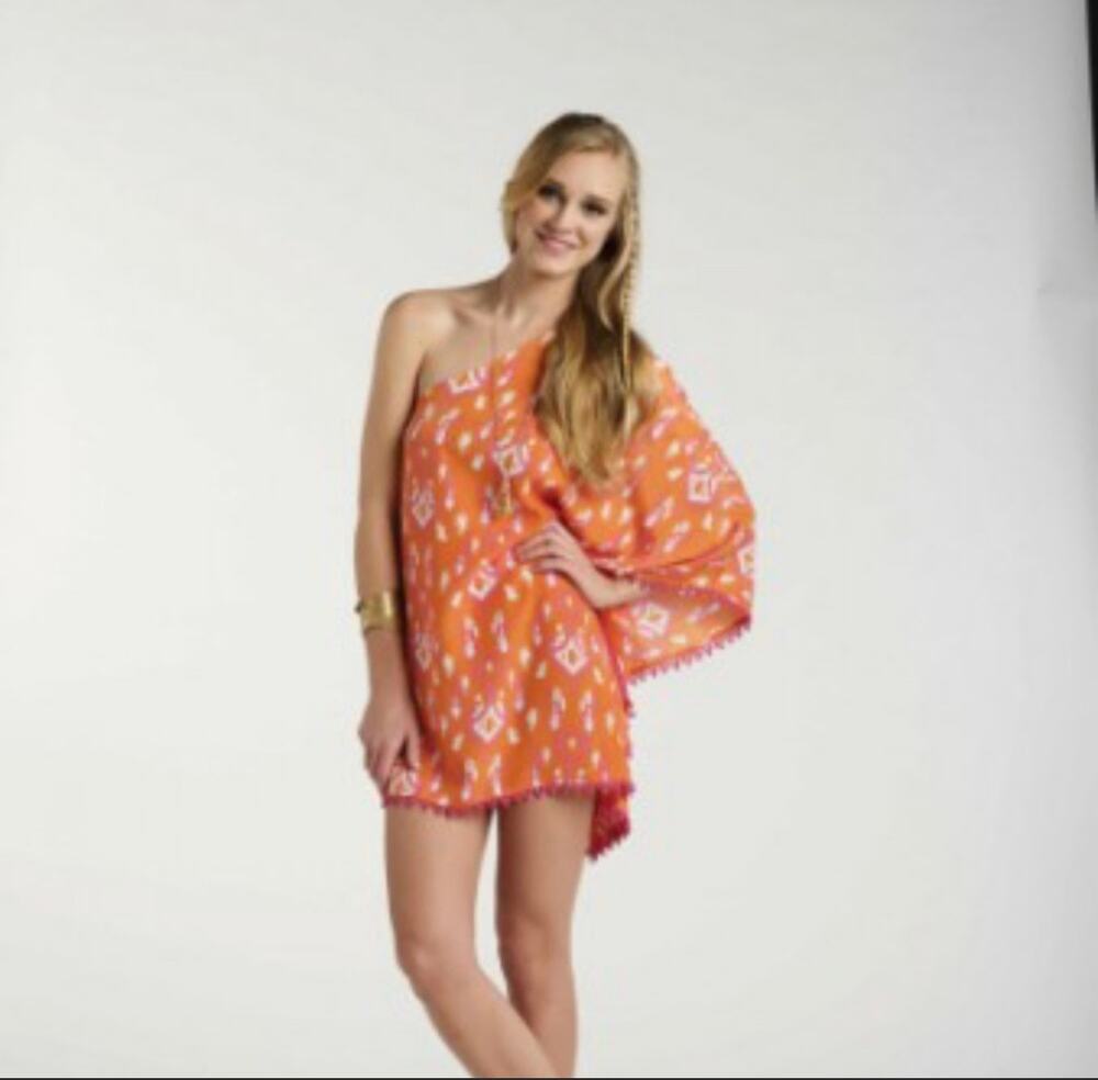 Mud Pie one shoulder orange dress / cover up